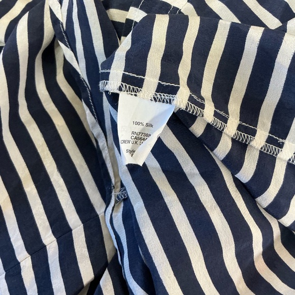 J. Crew Navy and Cream Striped Silk Shirt Sz S - Picture 4 of 5